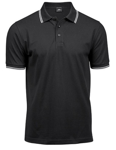 T-1407-Mens Luxury Stripe Stretch Polo